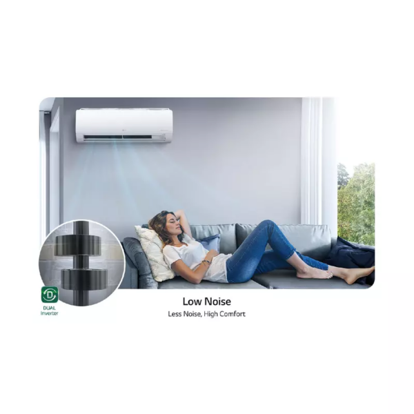 Lg Wall Split Air Conditioner 12000Btu, 4 Way Up &Amp; Down Air Flow, Fast Cooling, Energy Saving, Less Noise, Dual Inverter Compressor, R410A, S4Nq12Jaqal