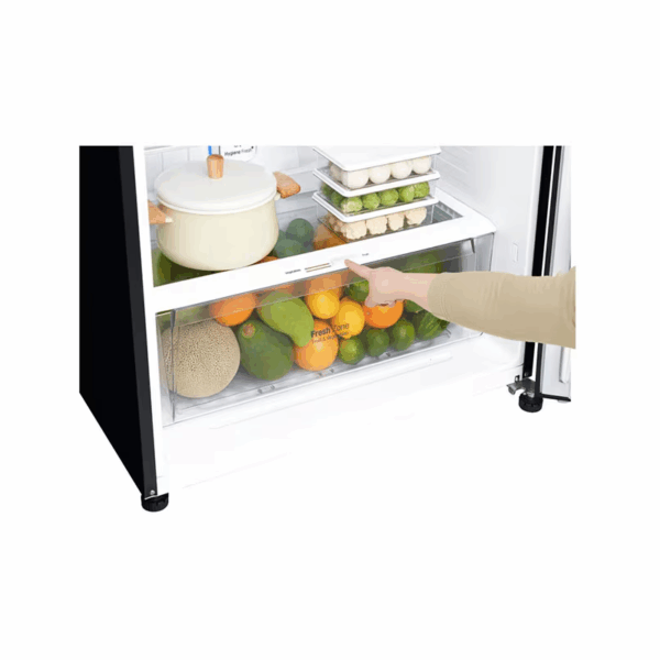 Lg Refrigerator 506L Double Door, Top Freezer With Inverter Linear Compressor, Door Cooling+™, Hygiene Fresh+™ Black Glass Gc-C702Sggu