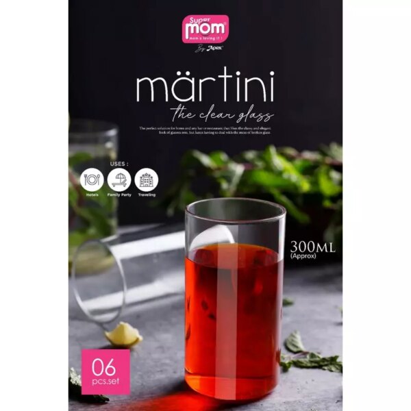 Supermom Martini Clear Glass Set 300Ml Unbreakable Material 6Pc Set 573720