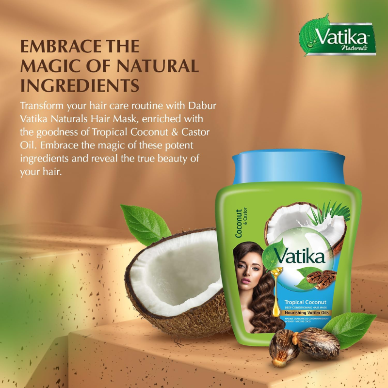 Vatika Naturals Hot Oil Treatment Tropical Coconut &Amp; Castor Oil For Volume &Amp; Thickness 500G