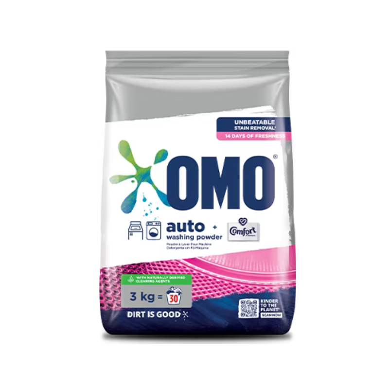 Omo Auto Washing Machine Detergent Powder Extra Fresh 3Kg Unbeatable Stain Removal 67640187 (Pack Of 3)