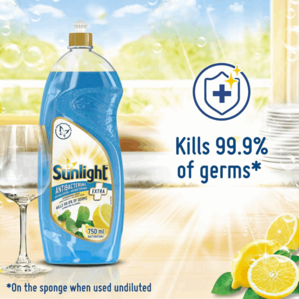 Sunlight Dish Washing Liquid Antibacterial 750Ml Sparkling Clean, Eco-Friendly And Time-Saving 68665419 (Pack Of 3Pcs)