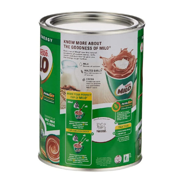 Nestle Milo Chocolate Malt Drink Powder, Active-Go Chocolate, Low Gi, Source Of Protein, 8 Vitamins &Amp; Minerals, 400G Tin