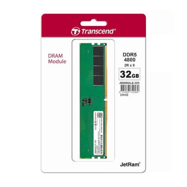 Transcend Desktop Memory Module - 32Gb Ram Ddr5 4800, U-Dimm, 2Rx8 Configuration, 1.1V, Jm4800Ale-32G.