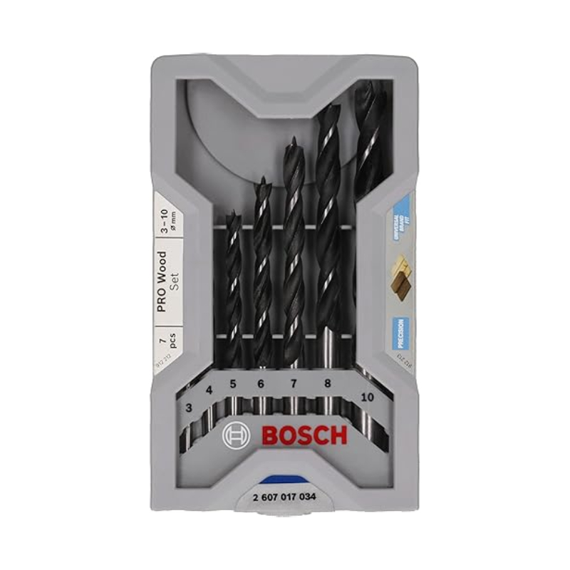 Bosch Brad Point Wood Drill Bit Set (For Soft- And Hardwood, Ø 3-10 Mm, Accessories Drill Driver And Drill Stand (Pack Of 10Sets) 2607017034