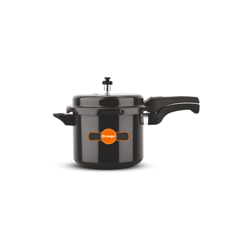 Orange Black Magic Megna Pressure Cooker 5L With Outer Lid, Hard Anodized Oapc171