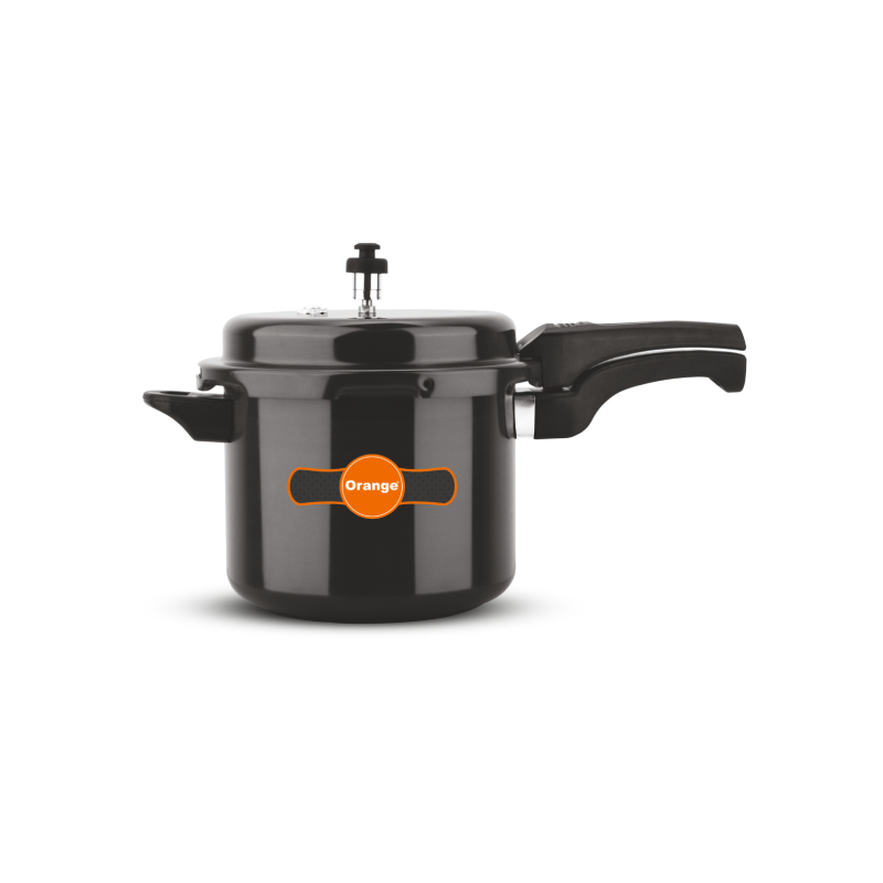 Orange Black Magic Megna Pressure Cooker 7.5L With Outer Lid, Hard Anodized Oapc172