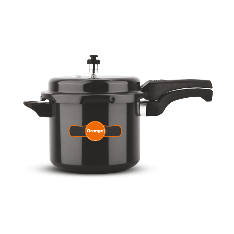 Orange Black Magic Megna Pressure Cooker 9L With Outer Lid, Hard Anodized Oapc173