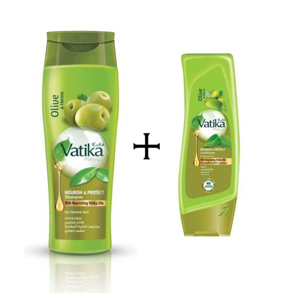 Vatika Shampoo Nourish And Protect, Rejuvenate Hair, Strengthening &Amp; Moisturizing Hair Cleanser For Curly Hair, Damaged Hair, All Hair Types 400Ml With Free Conditioner 200Ml