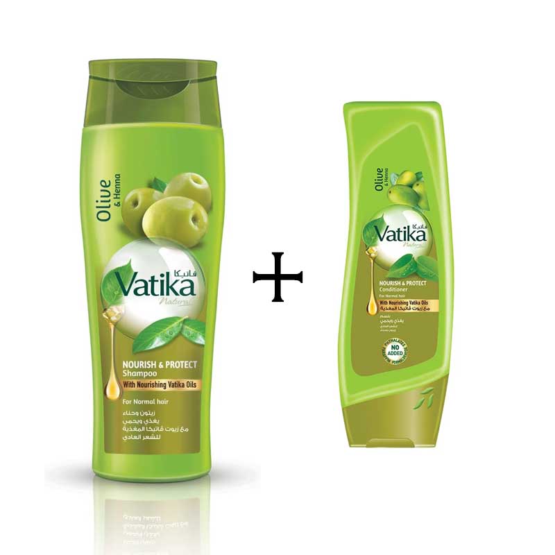 Vatika Shampoo Nourish And Protect, Rejuvenate Hair, Strengthening &Amp; Moisturizing Hair Cleanser For Curly Hair, Damaged Hair, All Hair Types 400Ml With Free Conditioner 200Ml