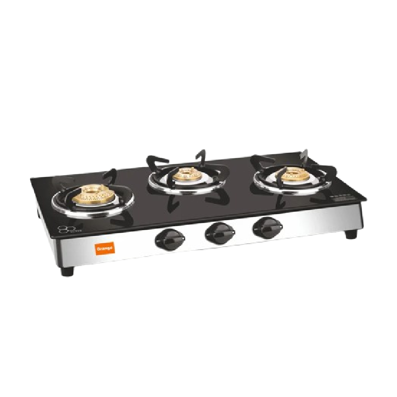 Orange Gas Stove Elegant 301 With 3 Burner, Toughened Glass Top Olpg275