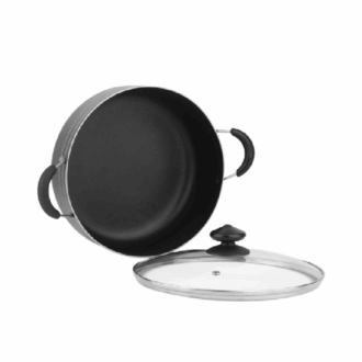 Orange Cook &Amp; Serve Non-Stick Casserole 28Cm 5.6L With Glass Lid Onsc038