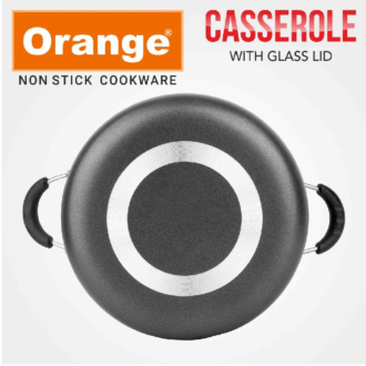 Orange Cook &Amp; Serve Non-Stick Casserole 18Cm 1.7L With Glass Lid Onsc033