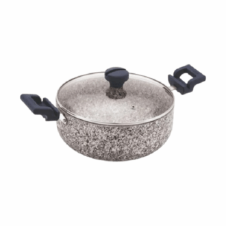 Orange Casserole Stone Finish Nonstick 24Cm With Toughened Glass Lid Rockstar Series Onsc403