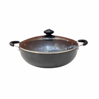 Orange Hard Anodized Deep Kadai No11 2L with Glass Lid OHAC103