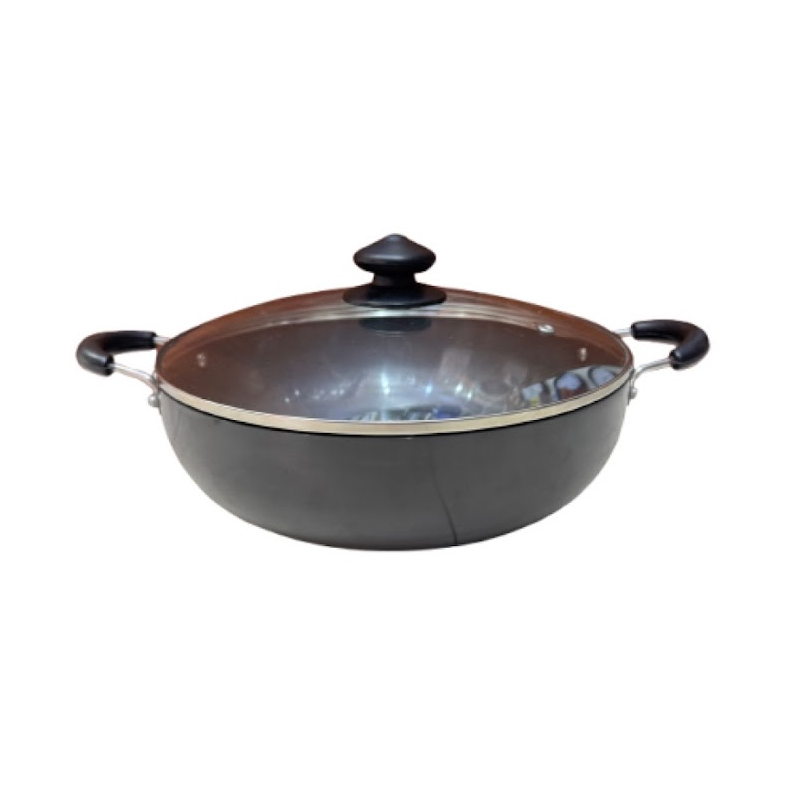 Orange Hard Anodized Deep Kadai No15 4.5L With Glass Lid Ohac107
