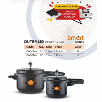 Orange Pressure Cooker Hard Anodized + Induction Based 3L With Smart Outer Lid Oapc163