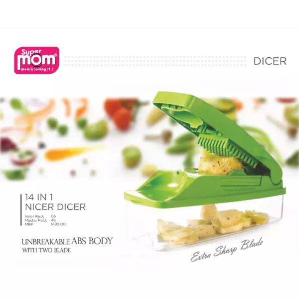 Supermom Nicer Dicer 14 In 1 Plastic Unbreakable Body 4 Blades  572402
