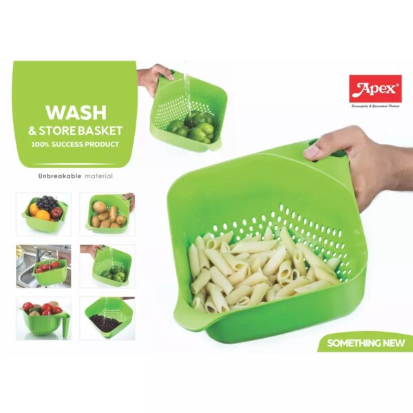 Apex Wash And Store Basket Colander Plastic Unbreakable Multifunctional Bowl 450070