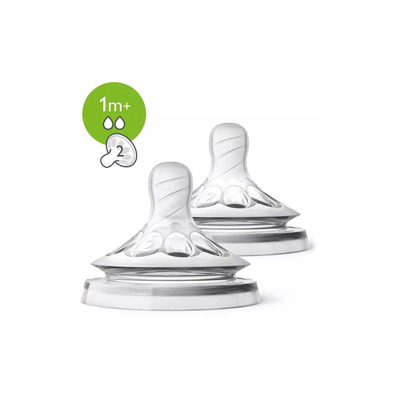Philips Avent Teat Natural Slow Flow 2 Holes 1M+ 2'S 042/27