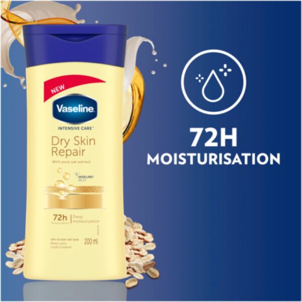 Vaseline Body Lotion Intensive Care Dry Skin Repair 200Ml Pure Oat Extract, 72Hr Moisturisation, Lock In Moisture 67315956 (Pack Of 3)