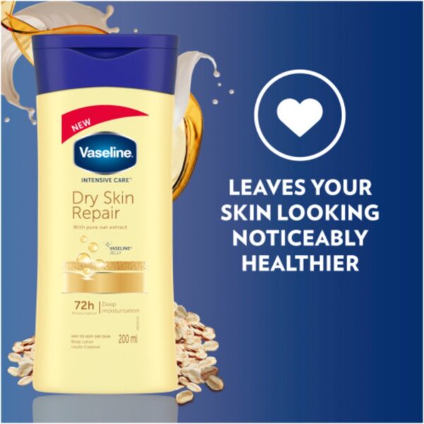 Vaseline Body Lotion Intensive Care Dry Skin Repair 200Ml Pure Oat Extract, 72Hr Moisturisation, Lock In Moisture 67315956 (Pack Of 3)