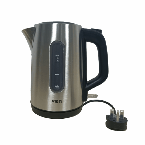 Von Cordless Kettle 1.7L 2200W With Boil Dry Protection Stainless Steel Vkcl17Sdx