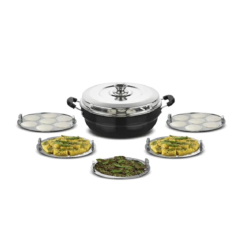 Orange All In One Multi Kadai With Idli, Dhokla &Amp; Patra Steamer Plates Ohac128