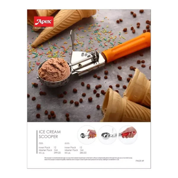 Apex Ice Cream Scoop Stainless Steel Head With Ergonomic Handle 450469