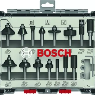 Bosch Mixed Router Bits Set 8Mm 15 Pcs 2607017472