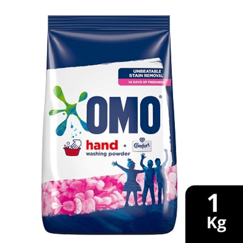 Omo Hand Washing Detergent Powder Extra Fresh 1Kg Advanced Stain Removal, Outstanding Whiteness, Long-Lasting Freshness 68736716 (Pack Of 3)