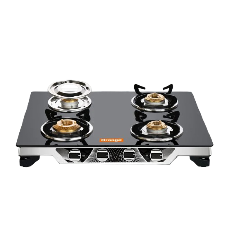 Orange Gas Stove Flora 401 With 4 Burner, Toughened Glass Top Olpg251