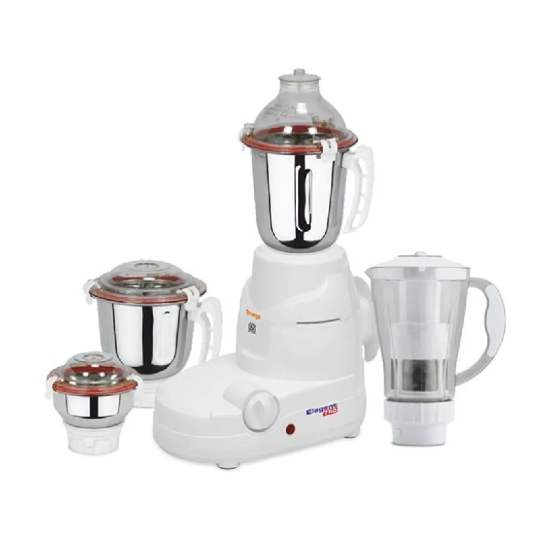 Orange Mixer Grinder 750W With 3Pcs Stainless Steel Jars, 1 Polycarbonate Juice Jar Elegant