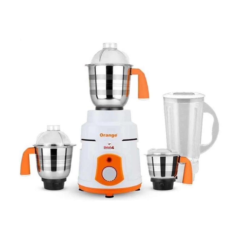Orange Mixer Grinder 1100W With 3Pcs Stainless Steel Jars, 1 Polycarbonate Juice Jar Hotel Machine