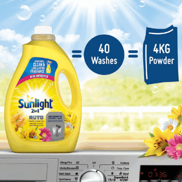 Sunlight Machine Wash 2In1 Auto Liquid 3L Summer Sensations